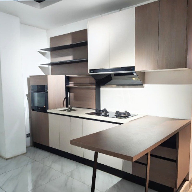 Signature Taupe Beige & Walnut Wood Two-Tone Kitch...